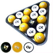 georgia teck, yellowjackets pool ball set, pool   