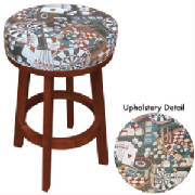 mahogany paded bar stool, gameroom print, stool 