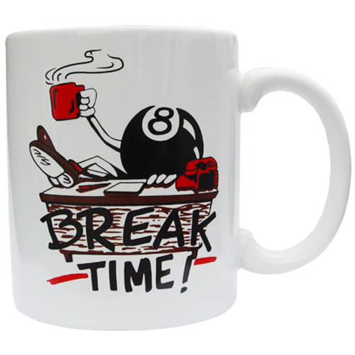 break time mug, pool coffee mug, pool mug, 