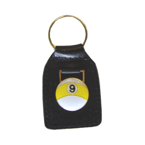 9-ball key chain, leather 9-ball keychain, 9-ball 