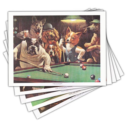 dogs playing pool, dog prints, billiard dogs 