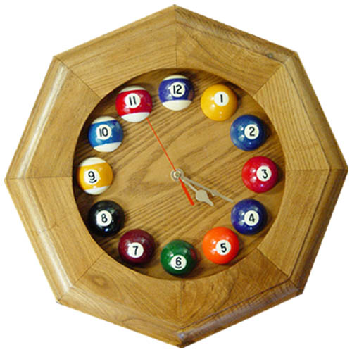 billiard clock, oak clock, pool clock, clock, pool