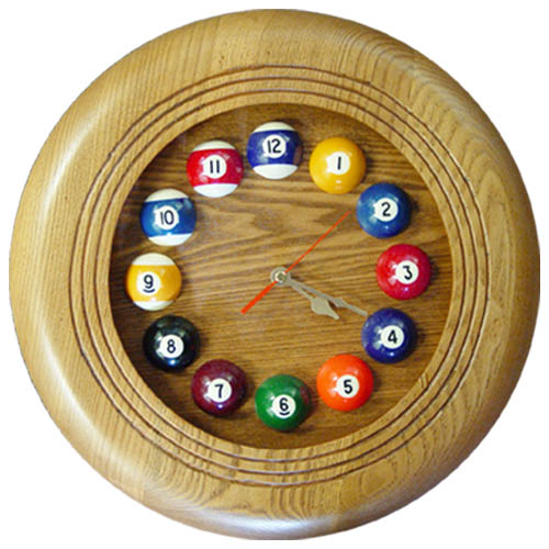 billiard clock, oak pool clock, clock, pool clock 