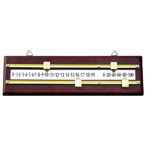 mahogany scoreboard, brass scoreboard, string 