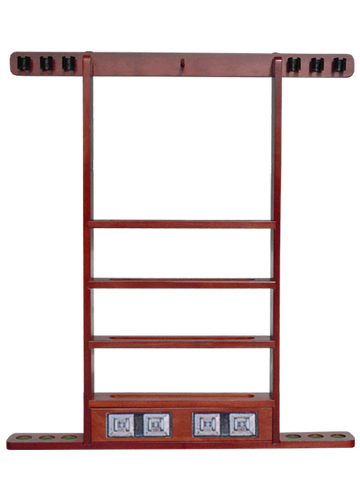 mahogany wall rack, 6 cue wall rack, wall rack, 